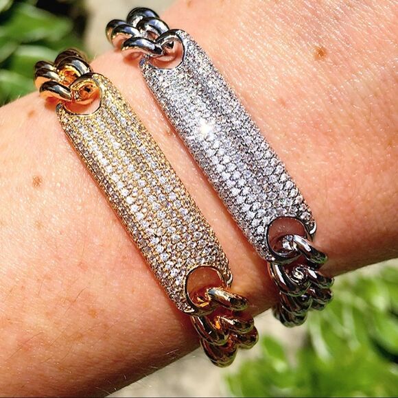 COPY - Char LaLa Designs Chainlink and Pave Bar B… - Picture 1 of 4